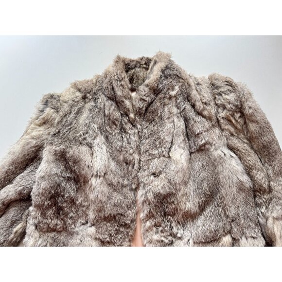 Vintage 90s ADA Brown Grey Rabbit Fur Jacket Coat, Size M - Picture 7 of 16